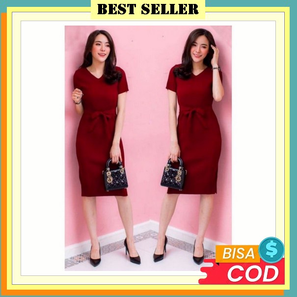 (Harga Termurah) Cod Model Menyatu/Dress Korean Style Wanita/Dress/Dress Korea/Dress Wanita/Dress Ko