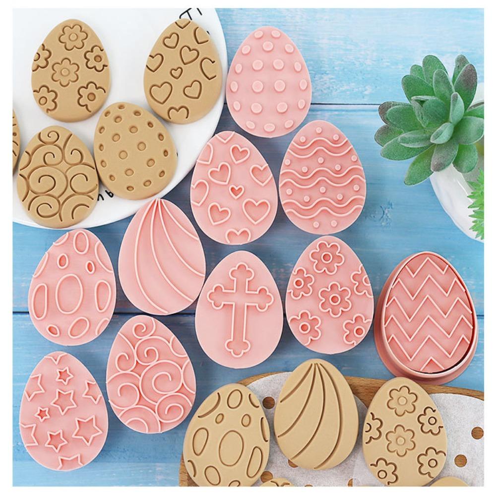 Solighter 10pcs/set Cetakan Kue Kering Paskah Decor Kits 3D Baking Tools Alat Press Cookie Cutting Mold