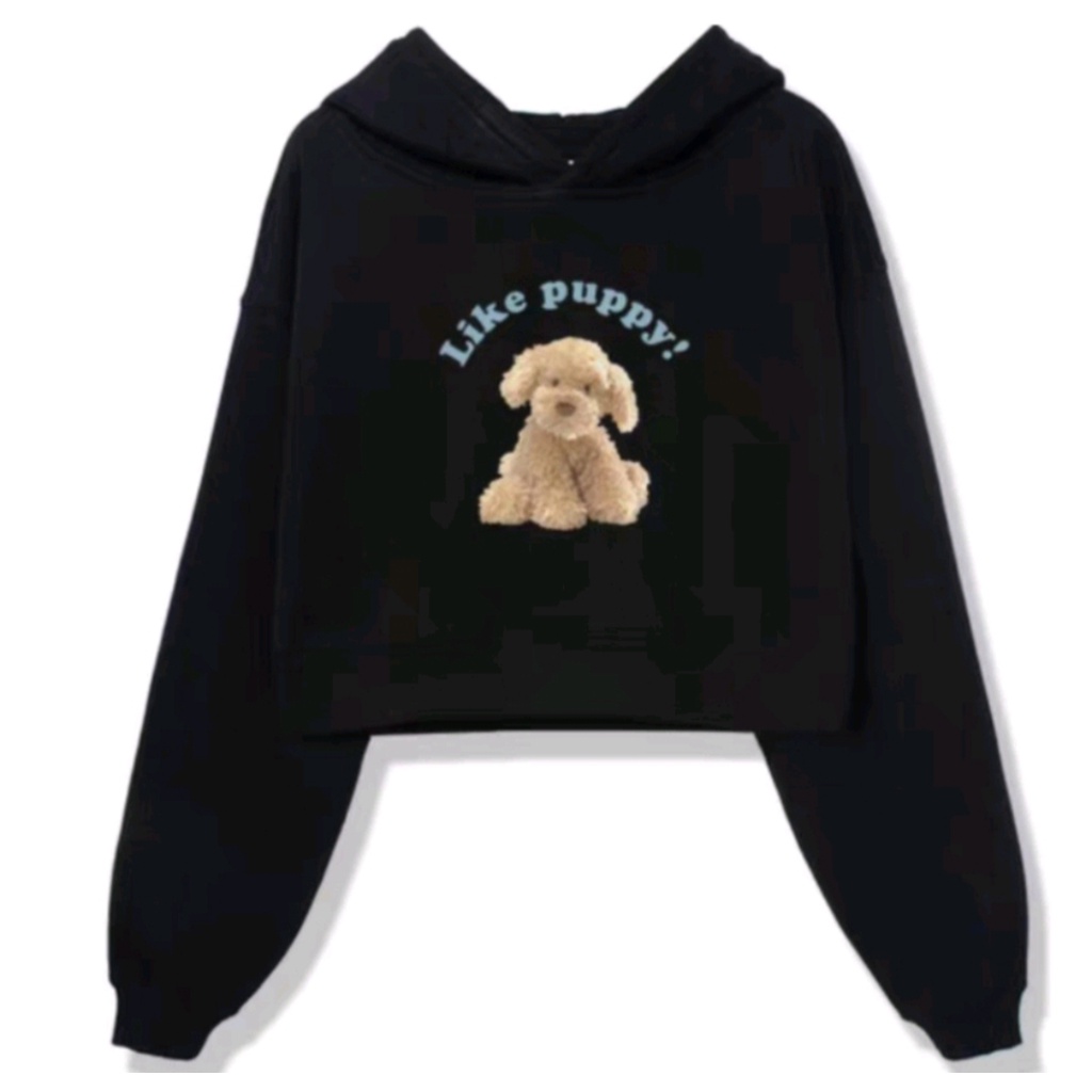 LIKE PUPPY 3D HOODIE CROOPE WANITA