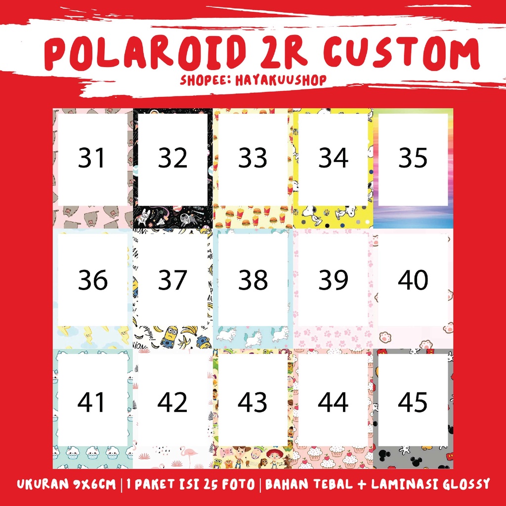 CETAK POLAROID CUSTOM PAKETAN (25 FOTO 1 BG)