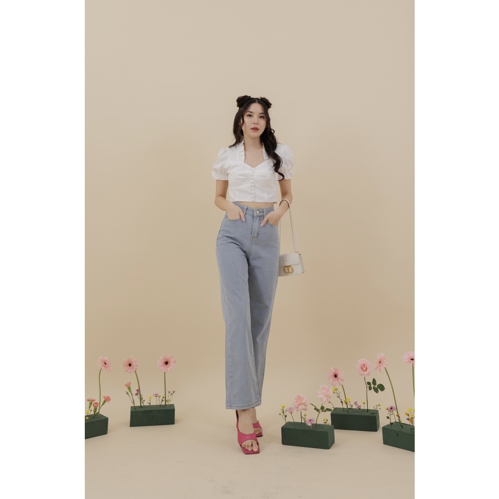 [ Marveile ] Collins Highwaist Cullote Jeans / Korean Jeans Wanita