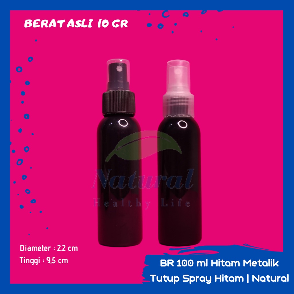 BOTOL 100ML HITAM SPRAY NECK24 BAHAN PET