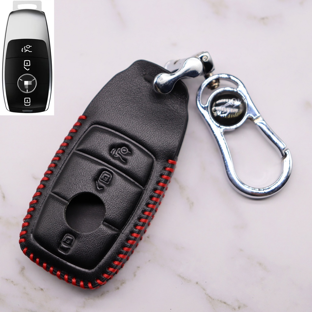 Mercedes-benz Kulit Asli car smart Key Cover Case Tas keyless remote holder Gantungan Kunci keyring casing Pelindung A-Class C-Class E-Class