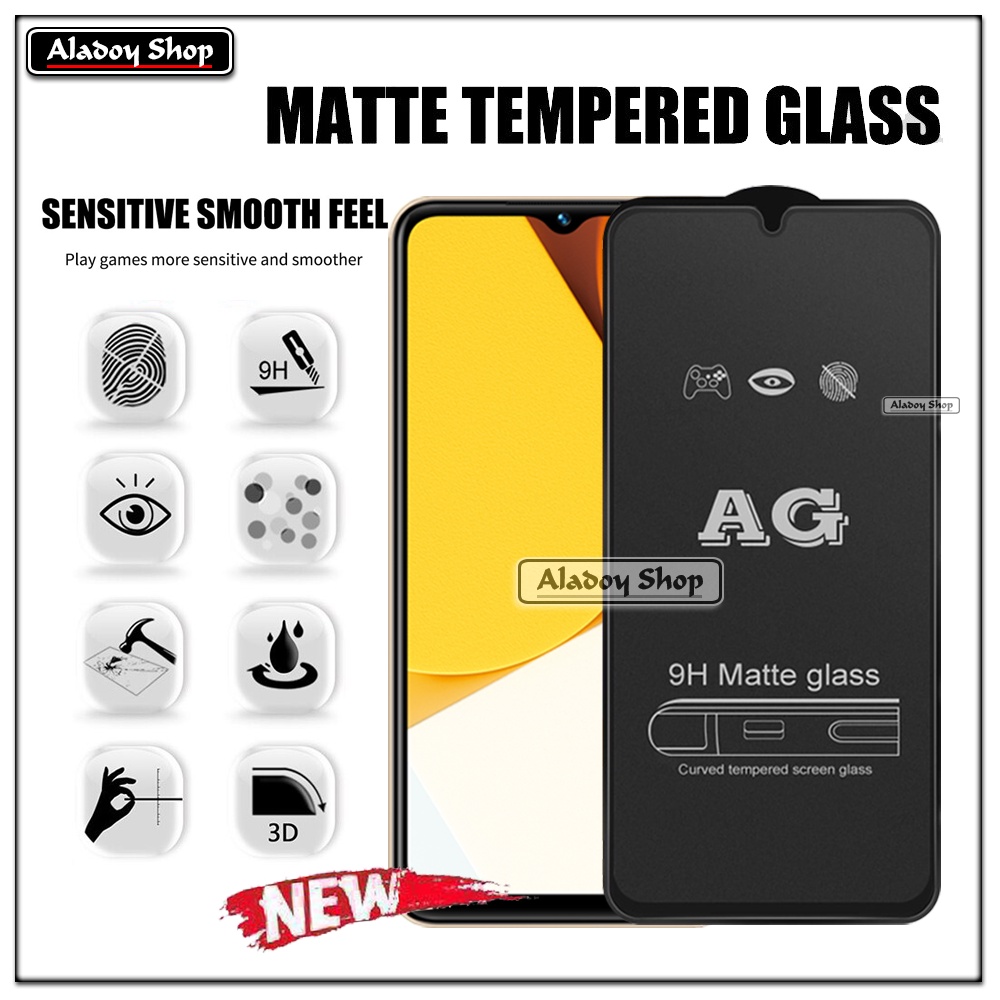 Paket 3IN1 Tempered Glass Layar Matte Anti Glare VIVO Y35 Free Tempered Glass Camera dan Skin Carbon