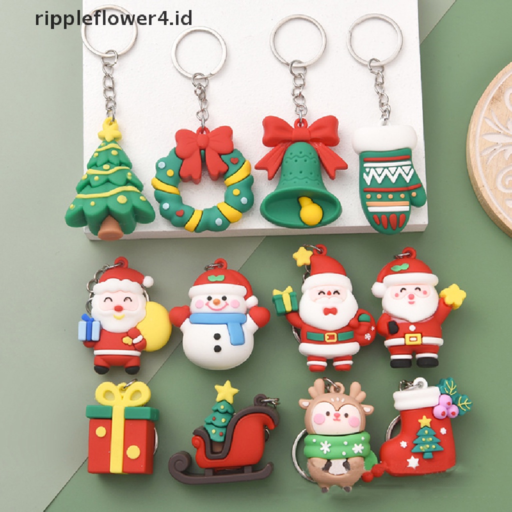 {rippleflower4.id} Christmas Series Santa Claus Pohon Natal Gantungan Kunci Untuk Ransel Liontin Boneka Rusa Lucu Gantungan Kunci Untuk Hadiah Teman Anak~