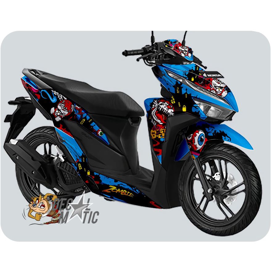 Decal Stiker Full Body Vario 125 150 New Led Doraemon Zombie Merah