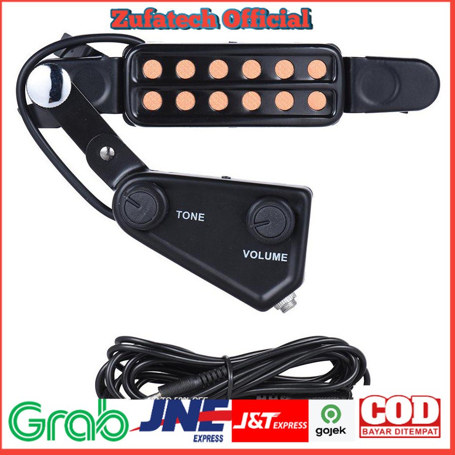 taffSTUDIO Pickup Gitar Akustik 12 Hole dengan Tone Volume Control - P-011 - Black