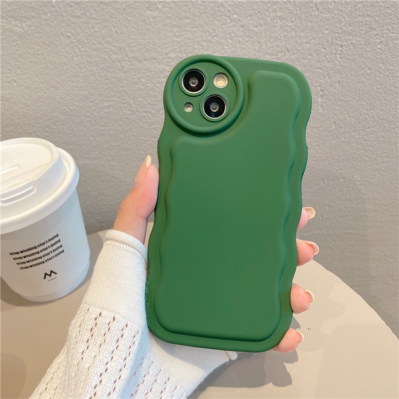 IPHONE Warna Solid 3D Bumper Lembut Silikon Casing Ponsel Untuk Iphone14Plus11 12 13 14 Pro Max XS XR Air Cushion Shockproof Back Cover