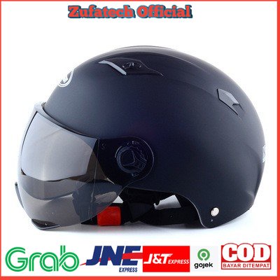 TaffSPORT Helm Sepeda Skuter Motor Elektrik Half Face - 328 - Black