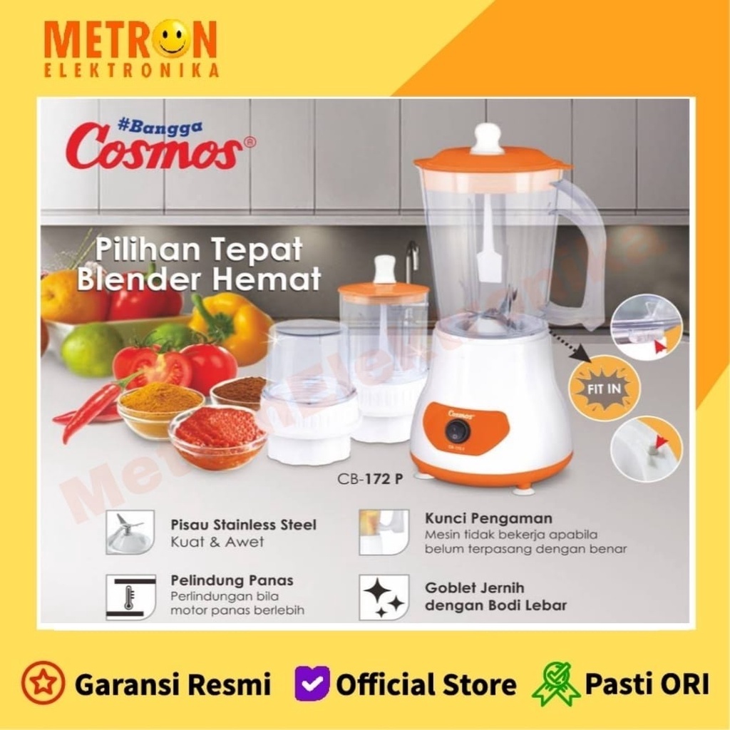 COSMOS CB 172 P / BLENDER PLASTIK 1 LITER + WET + DRY MILL / CB172P