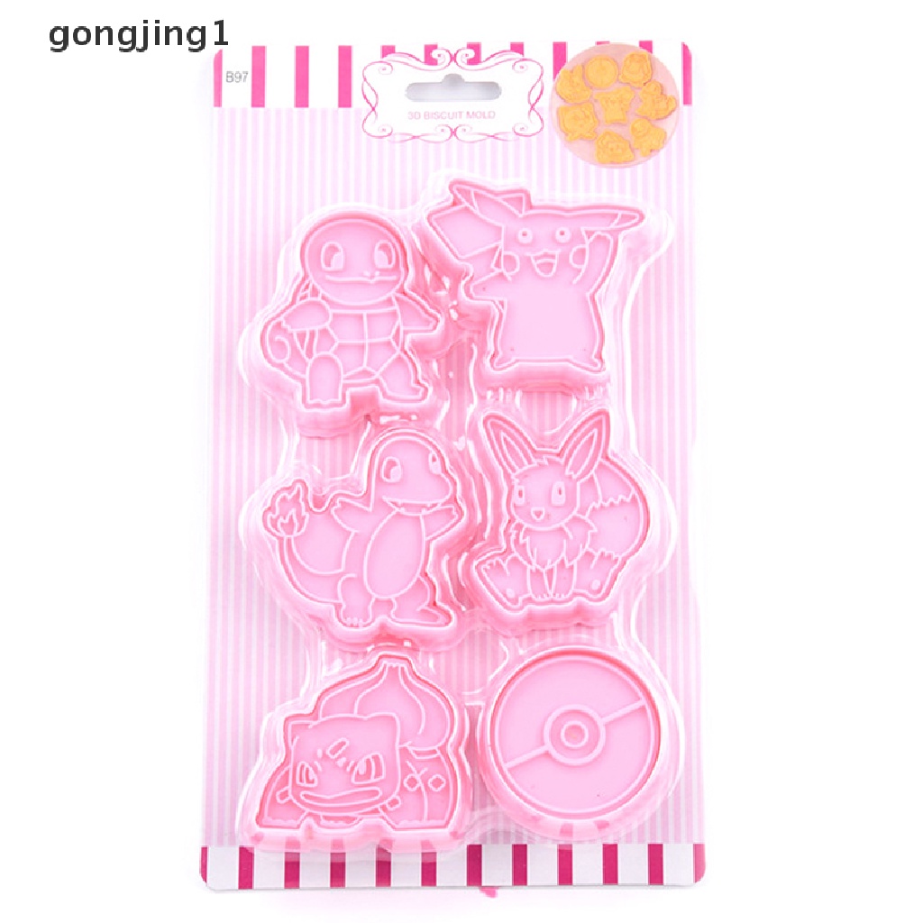 Ggg 6Set Kartun elf Cookie Press Tipe Biskuit Plastik cutg die set ID