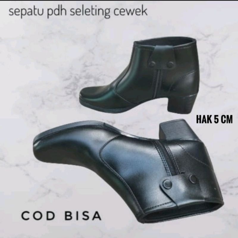 sepatu wanita/ sepatu PDH cewek/ sepatu PDH sleting/ sepatu dinas/ sepatu security cewek/ sepatu satpam wanita