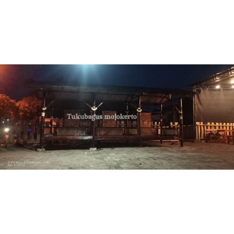 Gazebo bambu resto cafe ukuran 2x6 mojokerto atap ijuk