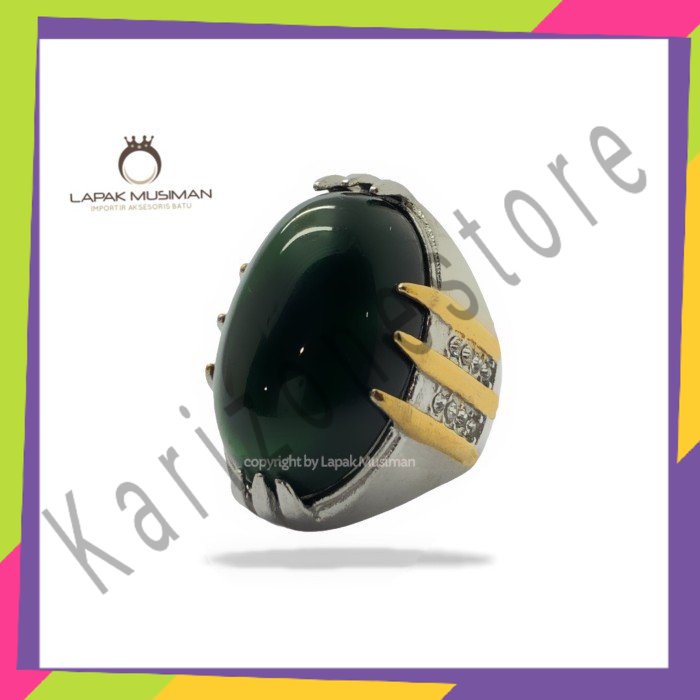 Cincin Pria Batu Hijau Botol Afrika