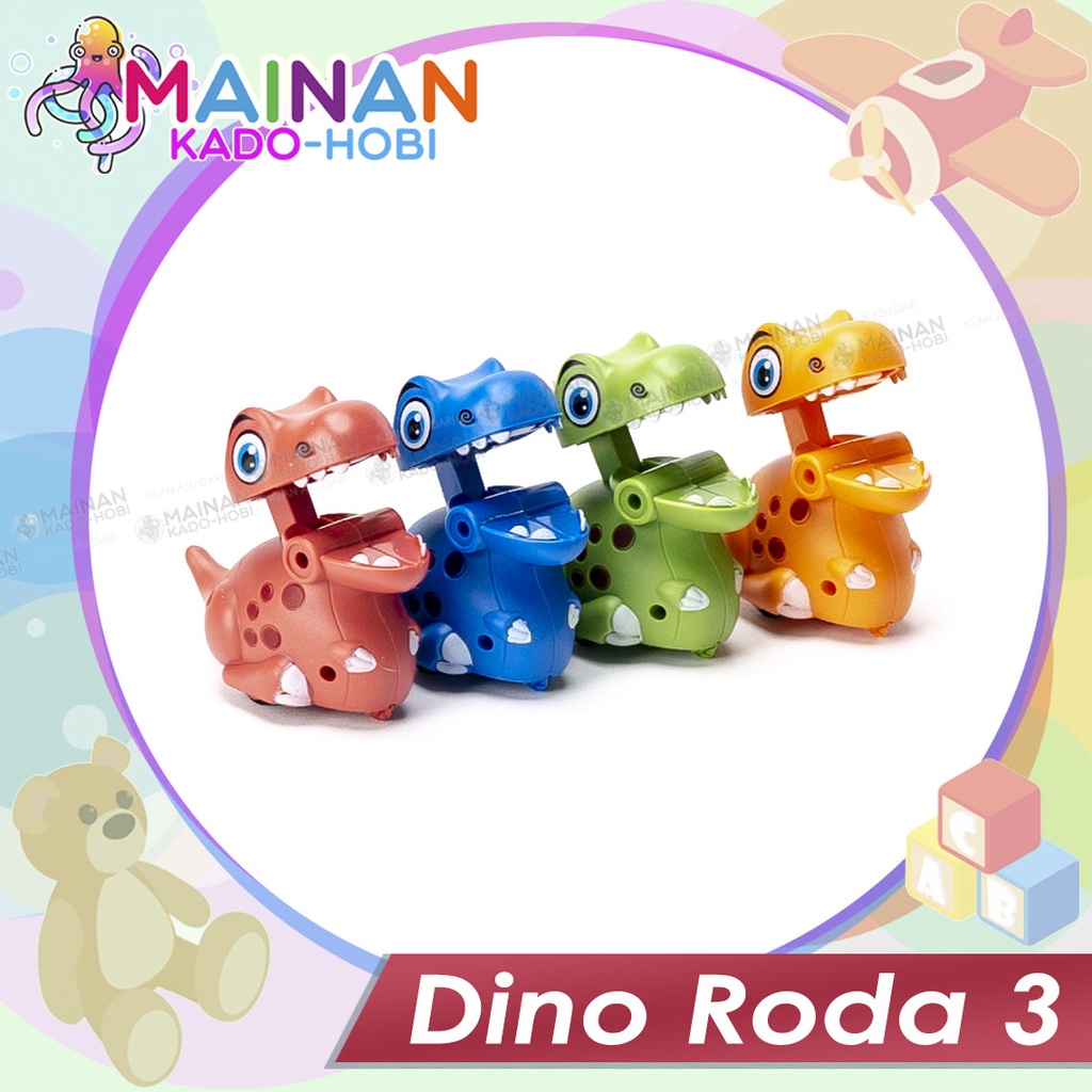 MAINAN ANAK MINIATUR ANIMAL PRESS CAR DINO RODA TIGA