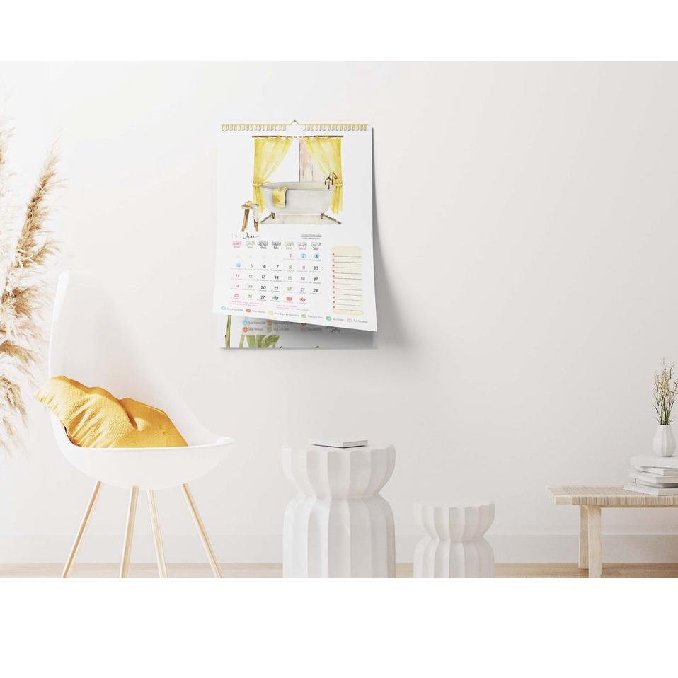 

❀❀ 2023 Kalender Dinding SPIRAL Masehi Hijriyah ukuran A3+ Tema Aesthetic Home Scandinavian