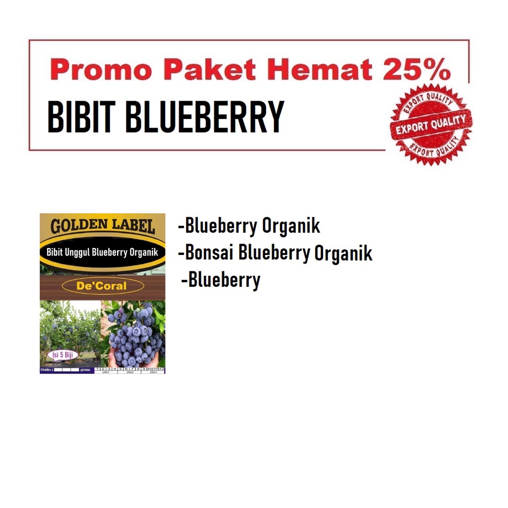Promo Paket Bibit Unggul Blueberry Organik,Bibit Bonsai Blueberry organic,Blueberry