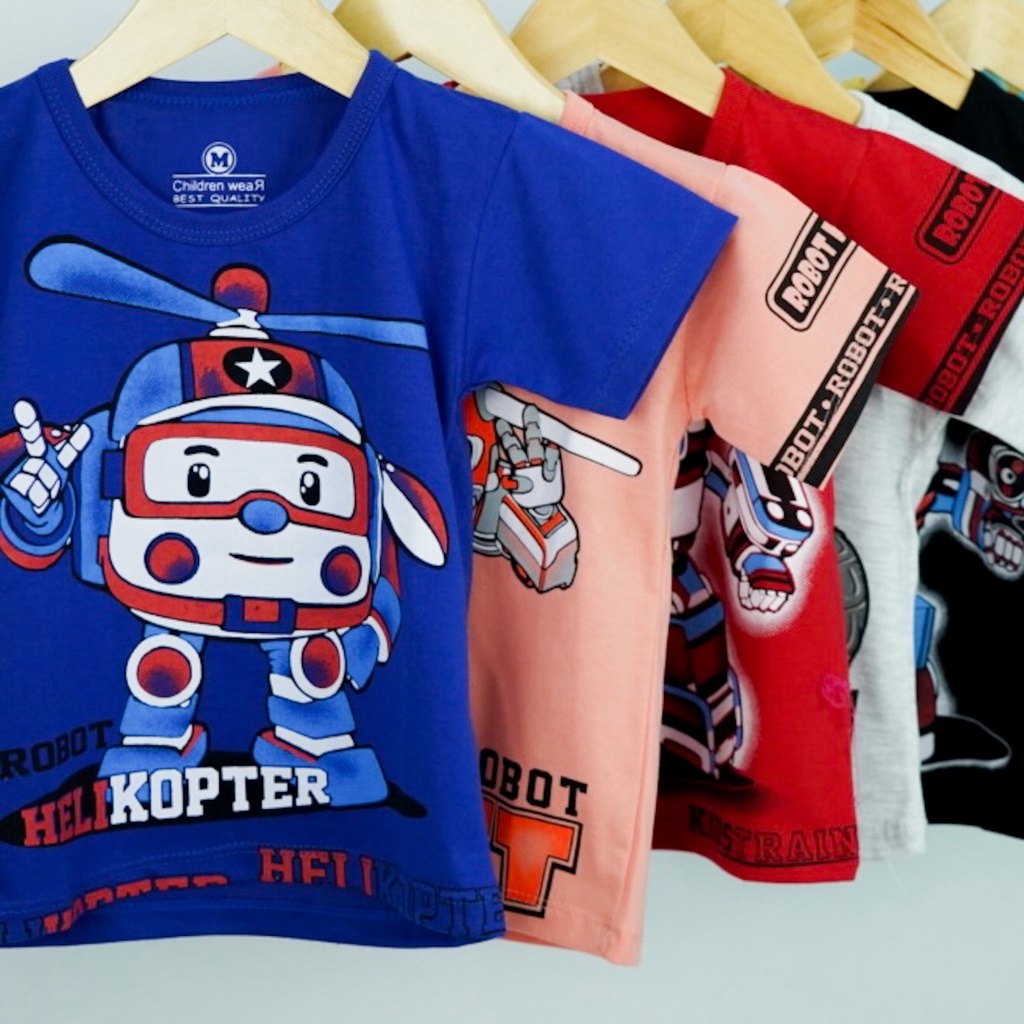 KAOS ANAK UNISEX 1-8 TAHUN - NEW MOTIF ROBOT