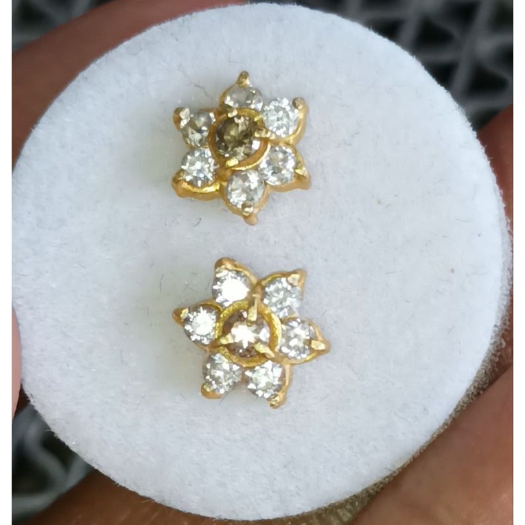 Giwang Emas Berlian asli dan moissanite model tusuk for lady cantik dan elegan (code KS6722)