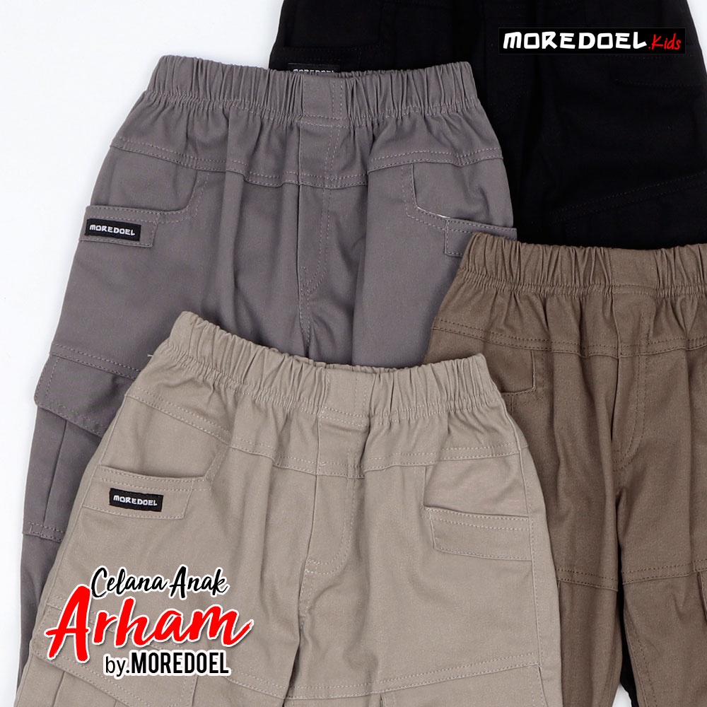 Celana Jogger Anak Chino Cargo Anak Arham Warna Mocca By Moredoel