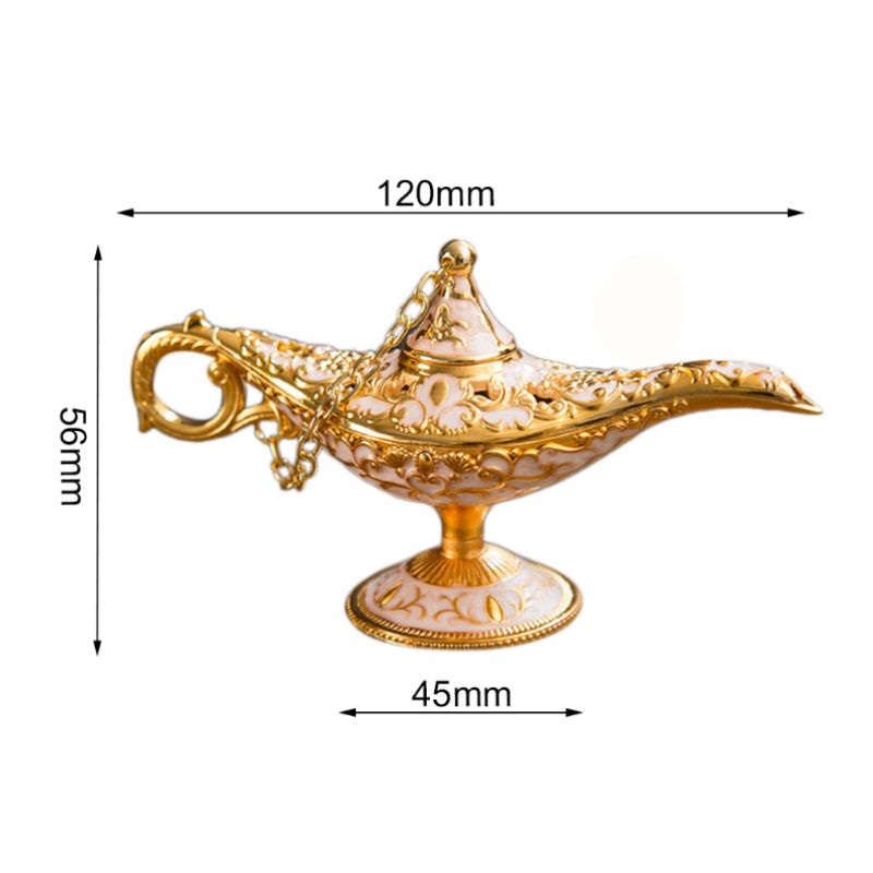 Magic Lampu Ajaib Metal Carved Hollow Lampu Aladdin Lamp Magic Genie Light Wishing Pot Decor