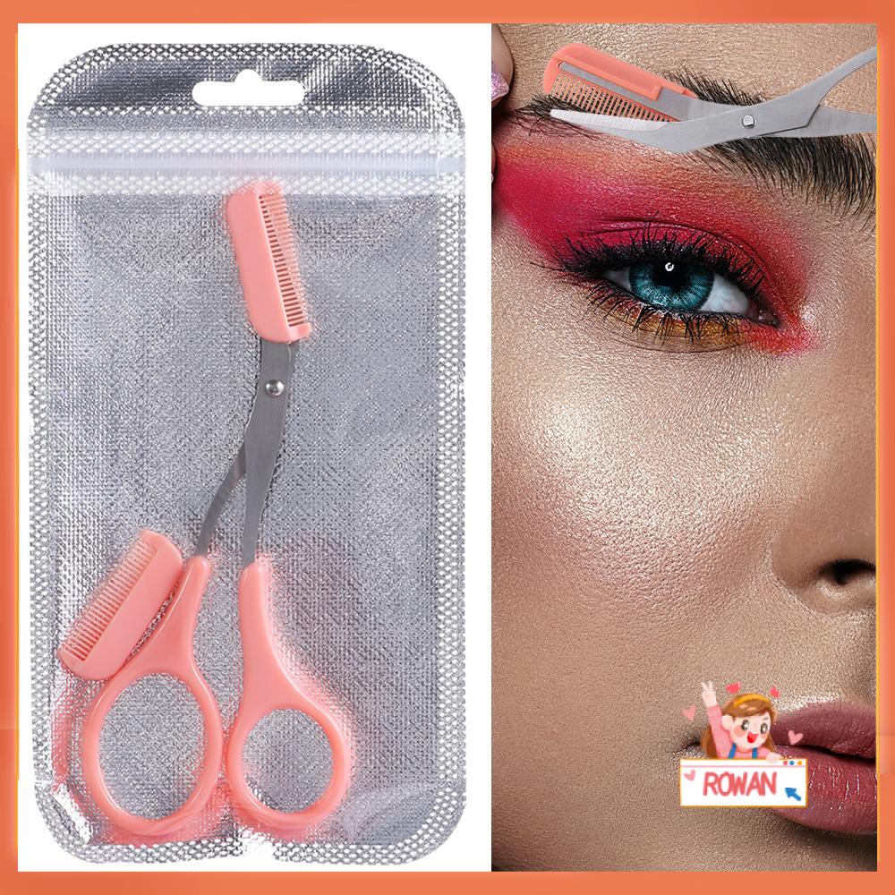 R-flower 2per4/6pcs Gunting Pemangkas Alis Portable Grooming Shaping Dengan Sisir