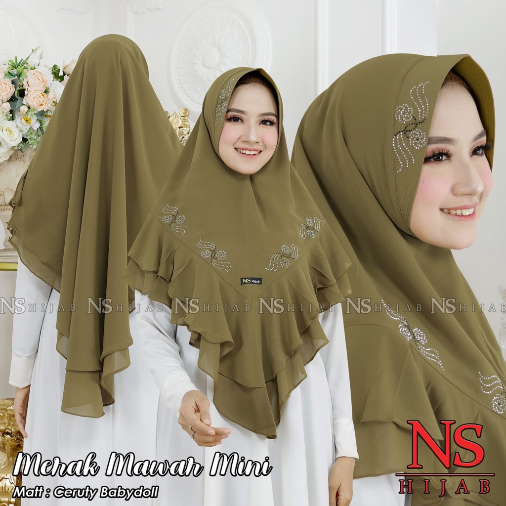 Jilbab Hijab Khimar Syar'i Ceruty Babydoll 2 Layer Rempel Payet Ori NS