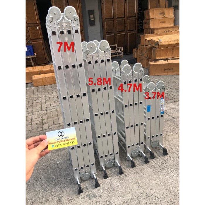 Tangga Multipurpose 3.7 Meter Tangga Lipat Tangga Alumunium AMG
