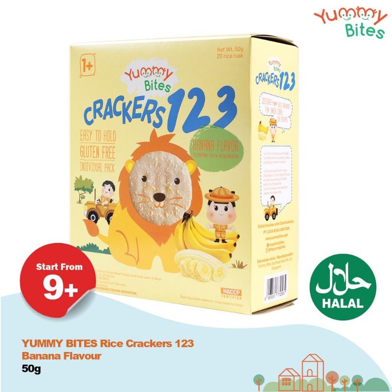 Yummy bites rice crackers 123 50 gr/ Yummy bites snack