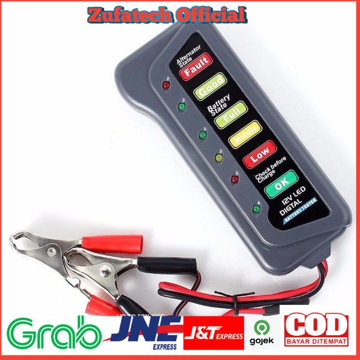 Tirol Tester Baterai Digital 12V 6 LED - BJ-803 - Black