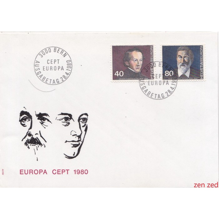 

A574 Prangko Swiss FDC 1980 EUROPA Stamps - Famous People 1 Pcs