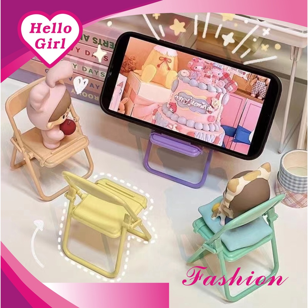 (Hello Girl) D05 Stand Holder Hp Penyangga HPPlastik Lipat Model Kursi Lucu Import