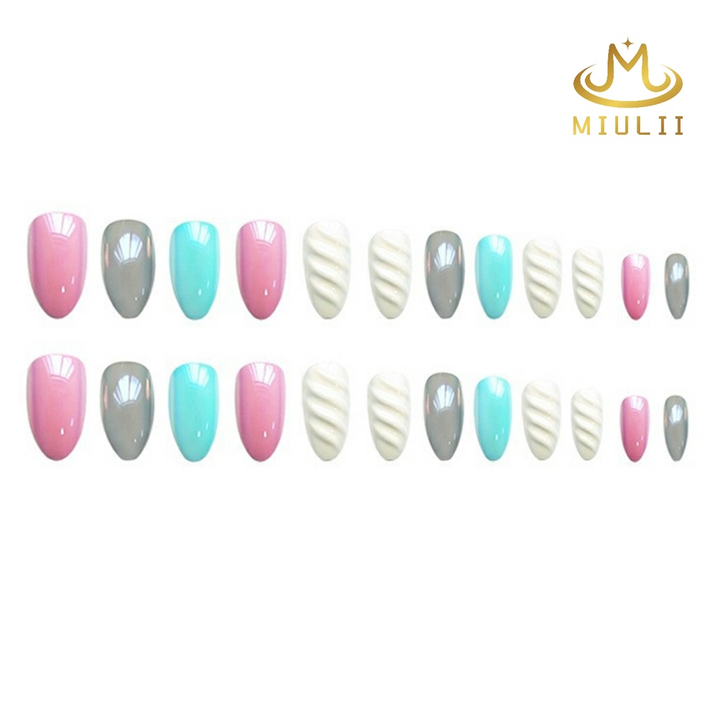 MIULII / KUKU PALSU A0670 / 24PCS / 3D / NAIL ART / PREMIUM / PINK / CUTE / FREE LEM JELLY / KUTEK