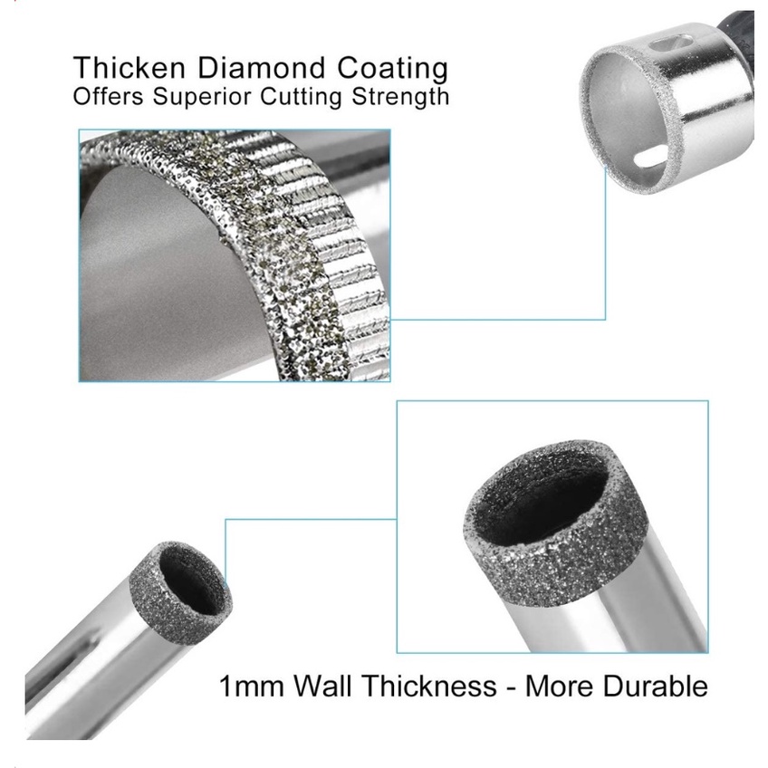 ASTEEL Set Mata Bor Kaca Hole Saw Keramik Granit Marmer Batu Porselen Diamond - 13 PCS , 11 PCS , 8 PCS