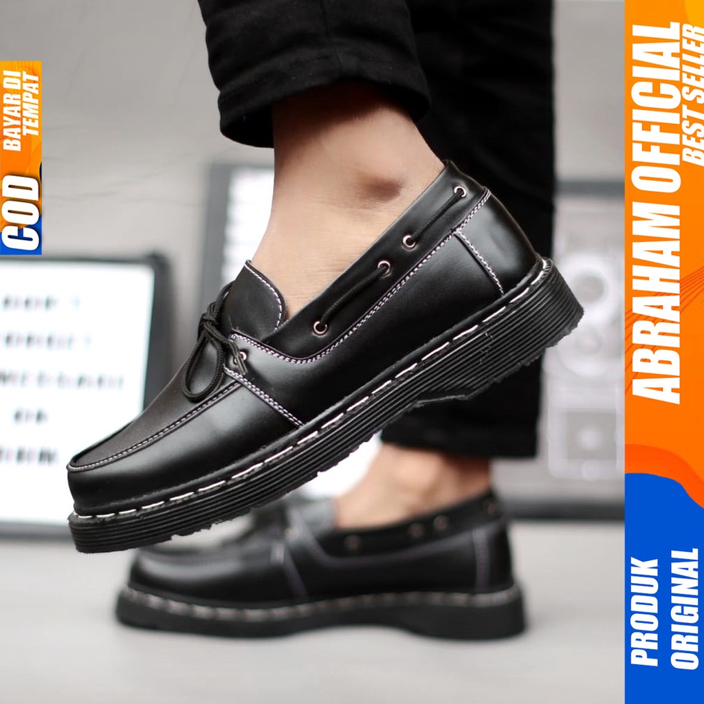 Sepatu Formal Pantofel Kerja Pria Docmart Low Boots Hitam Abraham BERNAD