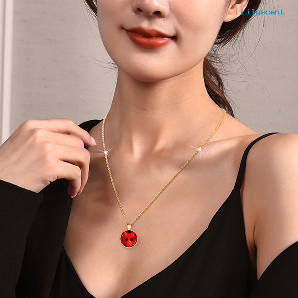 [LS] Kalung Rantai Lucu Kartun Hias Pesona All-match Adjustable Cosplay Perhiasan Kaca Cermin Pria Wanita Motif Hewan Liontin Kalung Rantai