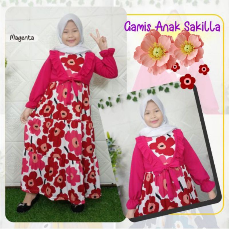 GAMIS ANAK SAKILLA ROMPI MENYATU/BAJU ANAK PEREMPUAN MUSLIM