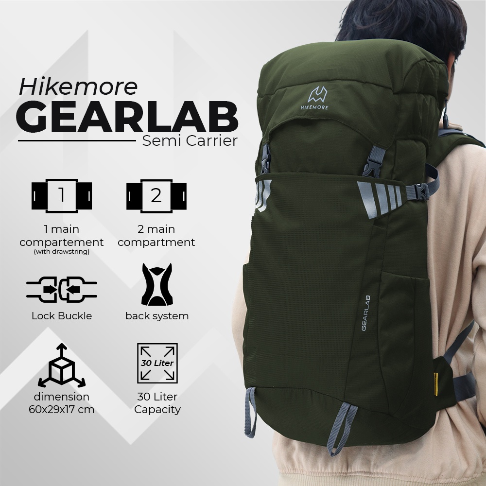 Jual Hikemore Backpack Pria Semi Carrier Travelling Outdoor Gearlab 30