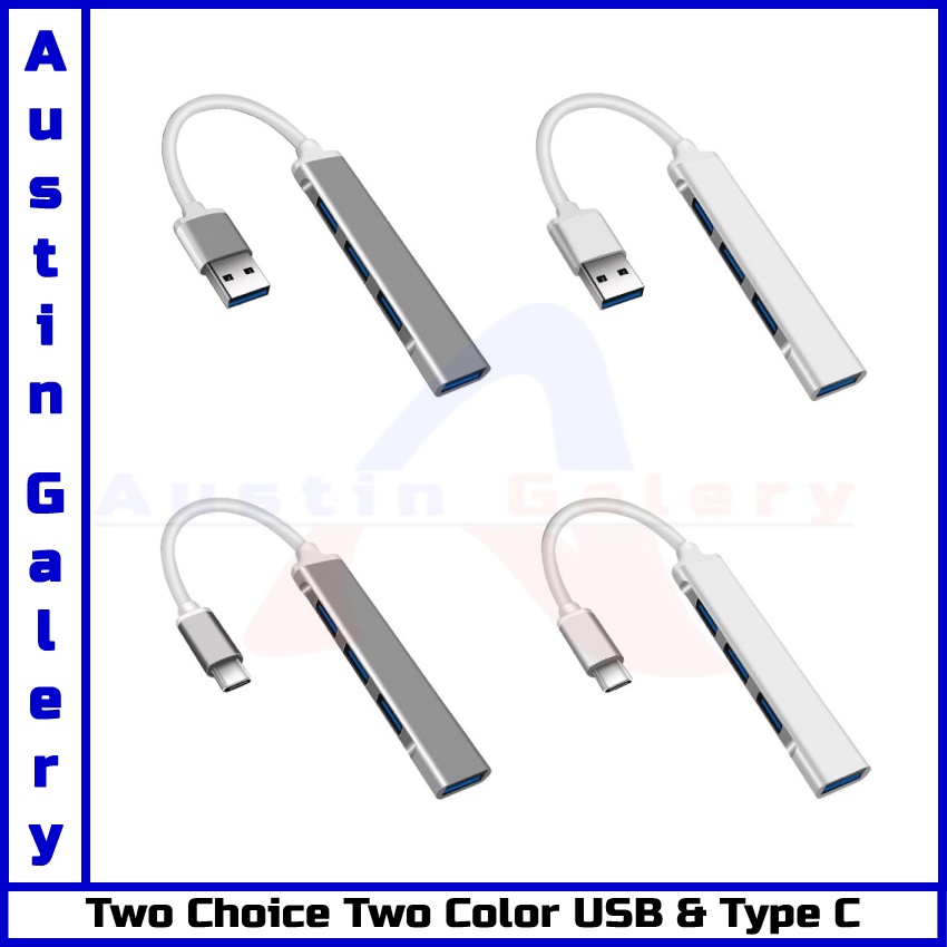 Adapter Type C USB HUB 4Port USB 3.0 Multiport OTG Untuk Macbook IOS Laptop Tablet Smartphone