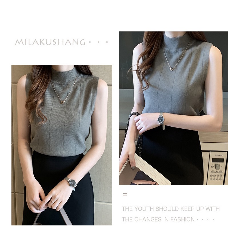 LIDYA Turtleneck Tanktop Import Blouse Korean Style Wanita