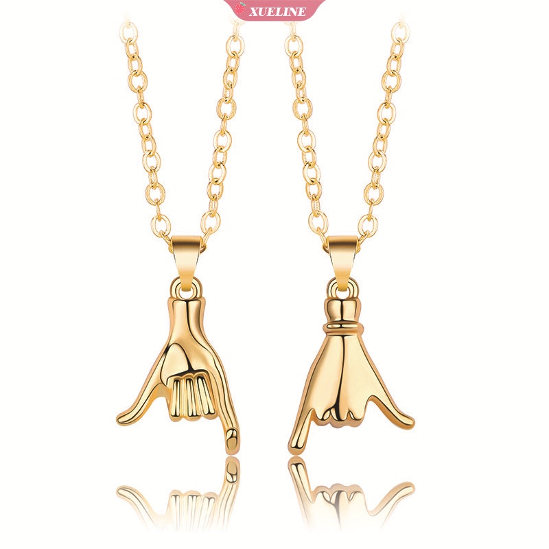 Fashion Baru Tarik Kait Tangan Pasangan Liontin Kalung Sepasang Pribadi Kreatif Liontin niche Produk Perhiasan Hadiah Kalung Hari Valentine [ZXL]