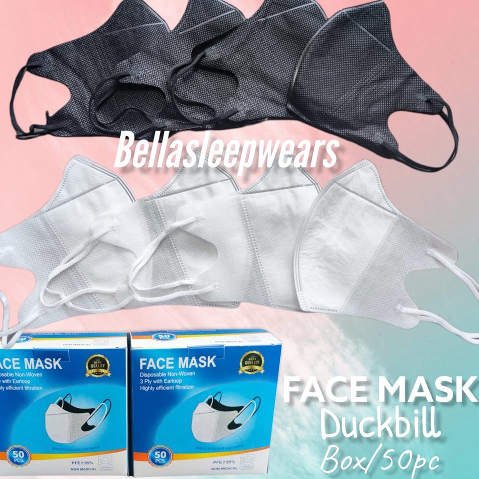 ㍐ FACE MASK PER BOX ISI 50 MASKER DUCKBILL MURAH ADULT FACE MASK WEMAZE QUEEN VIPO YB - BOX HITAM MU