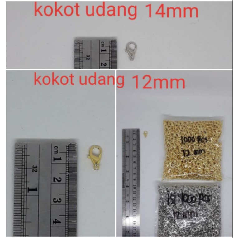 Kokot udang pengait 12MM Mas/Nekel @100pcs rp.16.000/100pcs