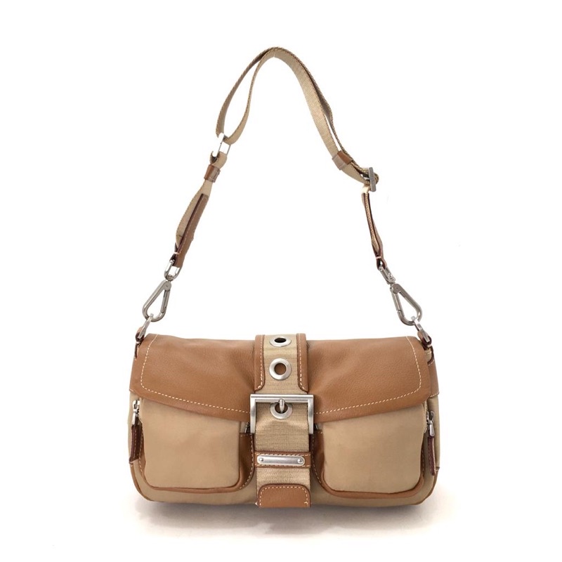 Pd Leather Buckle Flap Shoulder Bag