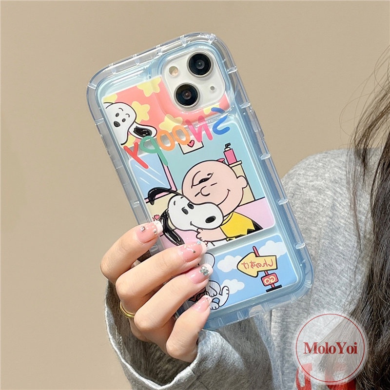 IPHONE Casing Ponsel Snoopy Kartun Lucu Kompatibel Untuk Iphone11 14 13 12 Pro MAX XR 7Plus 8Plus 78 6 6S Plus X XS MAX Bening Shockproof Transparan Airbag Lembut TPU Penutup Belakang