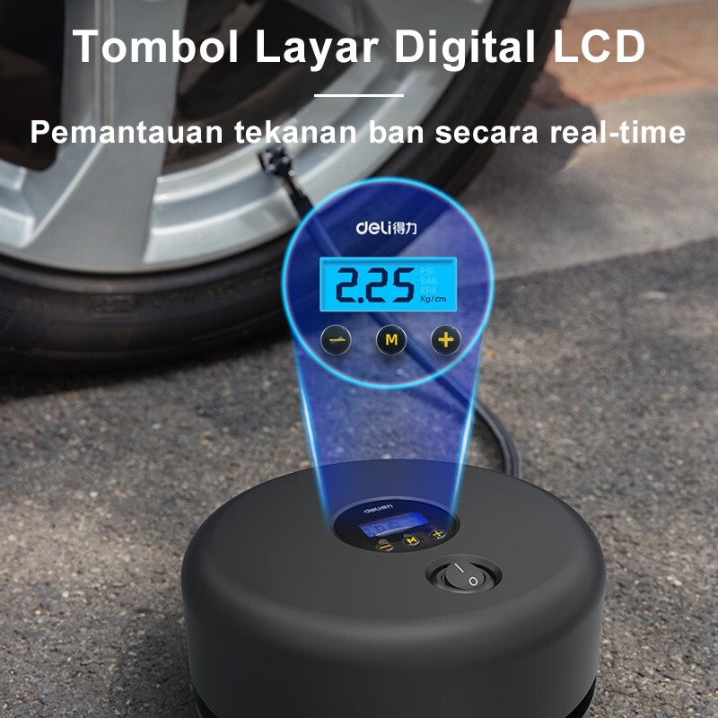 Deli Pompa Ban Mobil Elektrik Pompa Ban Mobil Pompa Angin Elektrik Pompa Angin Motor Otomatis 70W Pompa Angin Inflatable Pumps