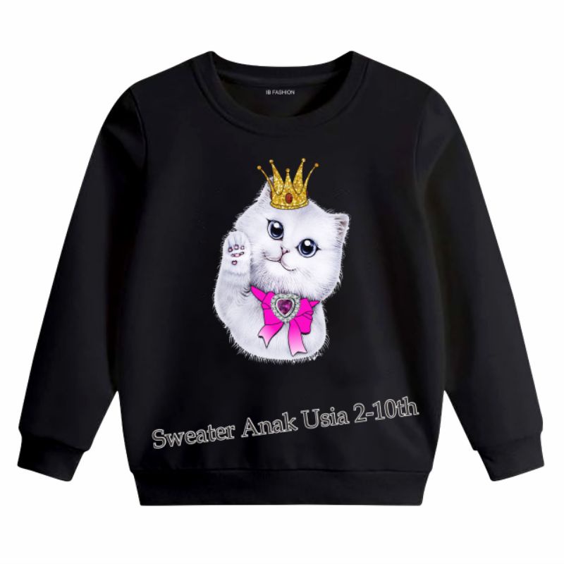 ((IB))SWEATER ANAK2 UNISEX/KUCING DIGITAL SABLON