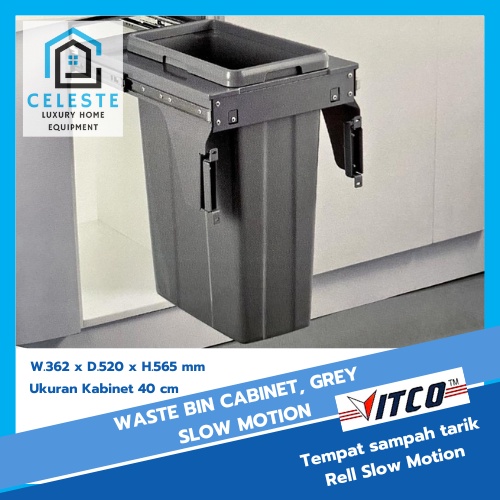 Jual VITCO Waste Bin Grey Slow Motion / Tempat Sampah Lemari