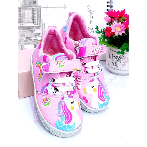 Sneakers Anak Perempuan Sepatu anak Karakter Uniqorn Pink Cute