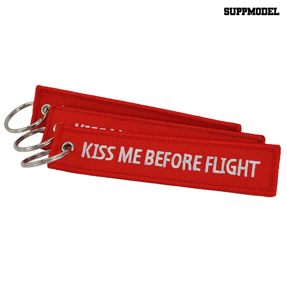 [Auto] Kiss Me Before Flight Tag Bordir Gantungan Kunci Mobil Key Ring Holder Liontin Charm